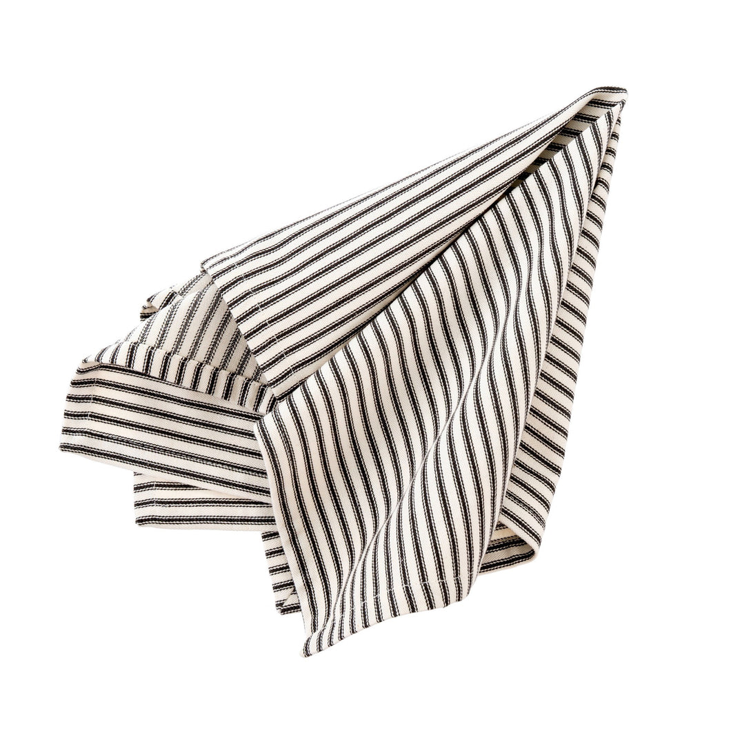 Table Napkins - Black and White Stripes Cloth