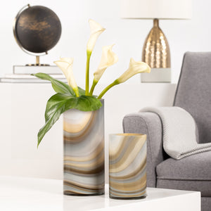 Vase - Marble Swril  -Amber and light Grey