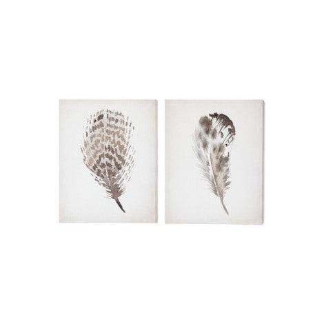 Wall Art - Feather Canvas Prints - Set of 2