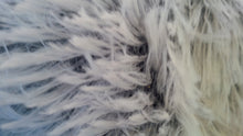 Load image into Gallery viewer, Throw Fringe White with Grey and sold white backing