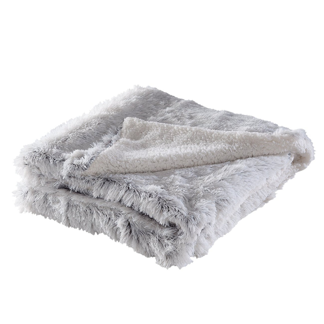 Throw Fringe White with Grey and sold white backing